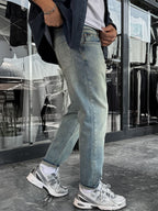 Light Blue Distressed Wash Boyfriend C-6468