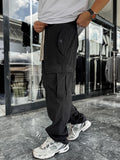 Black Button Pocket Cargo Pants C-6278