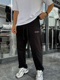Black Embroidered Baggy Sweatpants C-6620