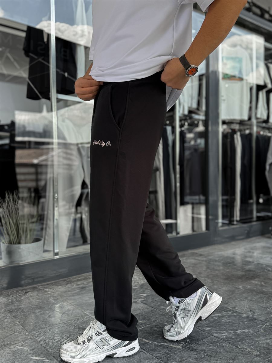 Black Embroidered Baggy Sweatpants C-6620