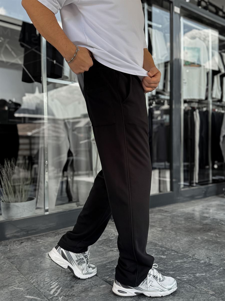 Black Embroidered Baggy Sweatpants C-6620