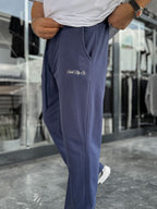 Navy Blue Embroidered Baggy Sweatpants C-6620