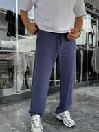 Navy Blue Embroidered Baggy Sweatpants C-6620