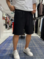 Black Basic Shorts with C Embroidery C-013