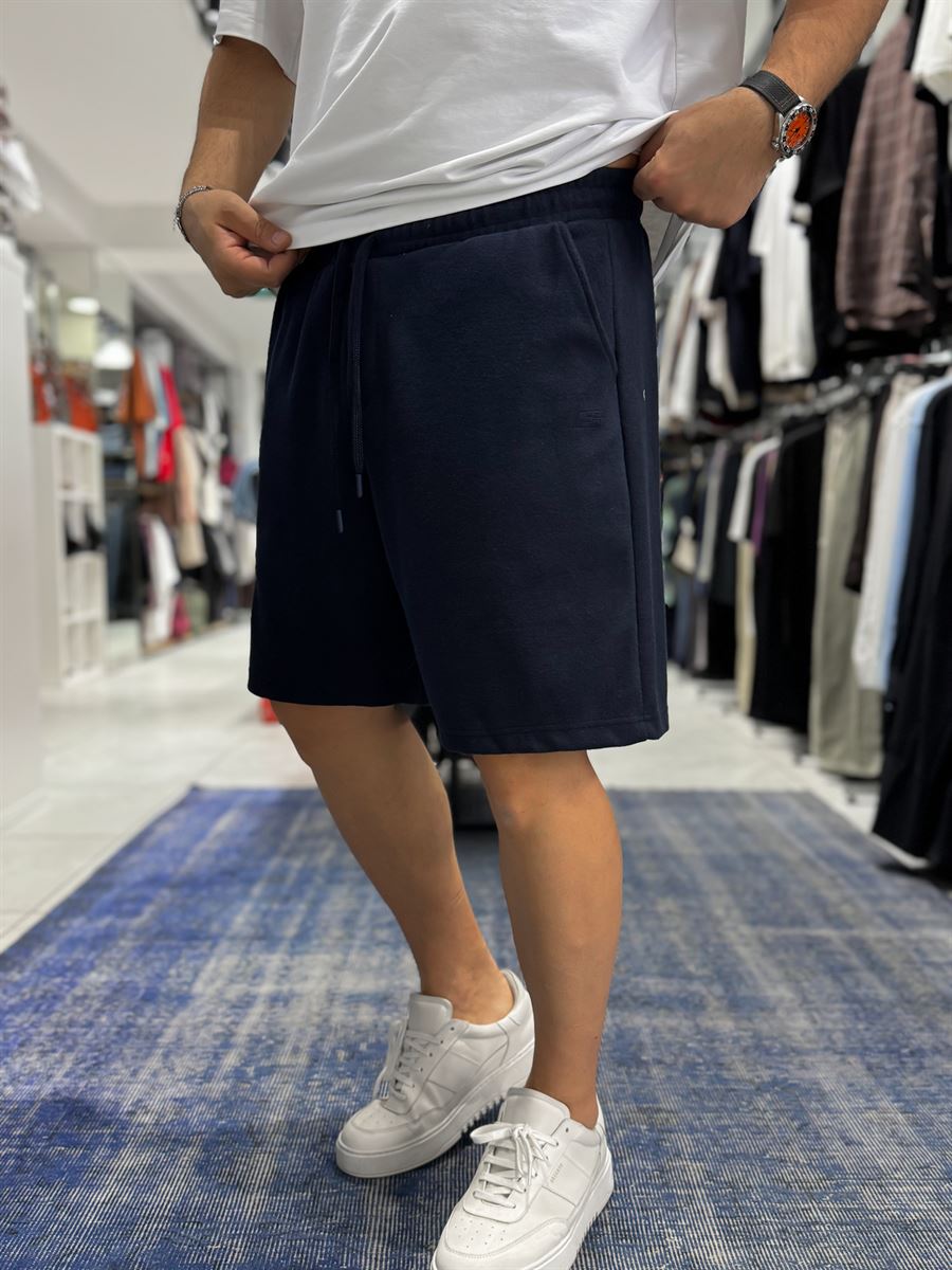 Navy Blue C Embroidered Basic Shorts C-013