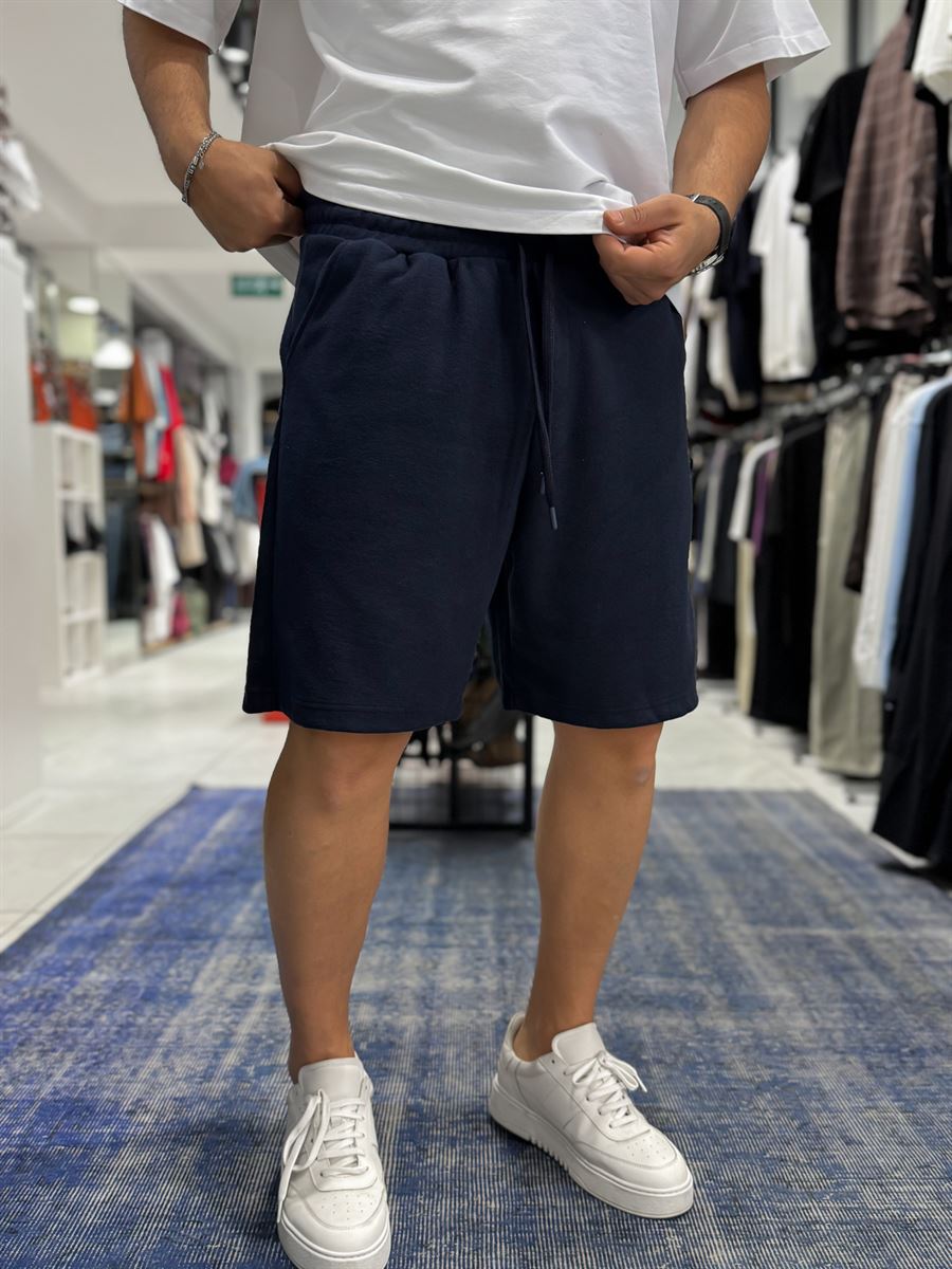 Navy Blue C Embroidered Basic Shorts C-013