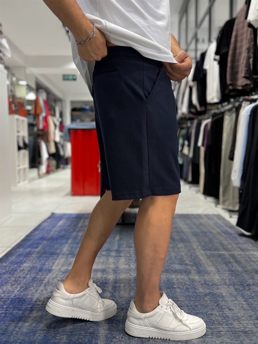 Navy Blue C Embroidered Basic Shorts C-013