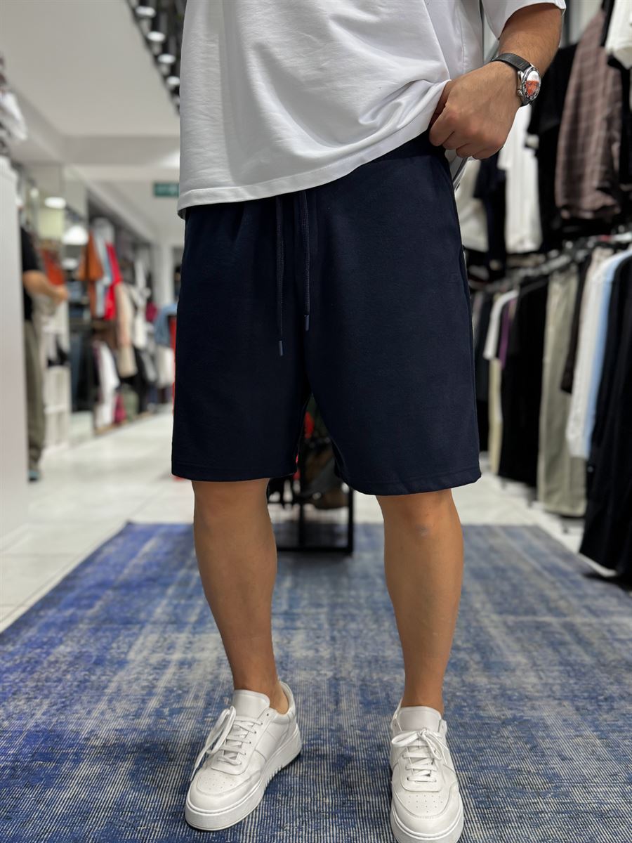Navy Blue C Embroidered Basic Shorts C-013
