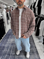 Coffee Wash Plaid Oversize Shirt C-1729