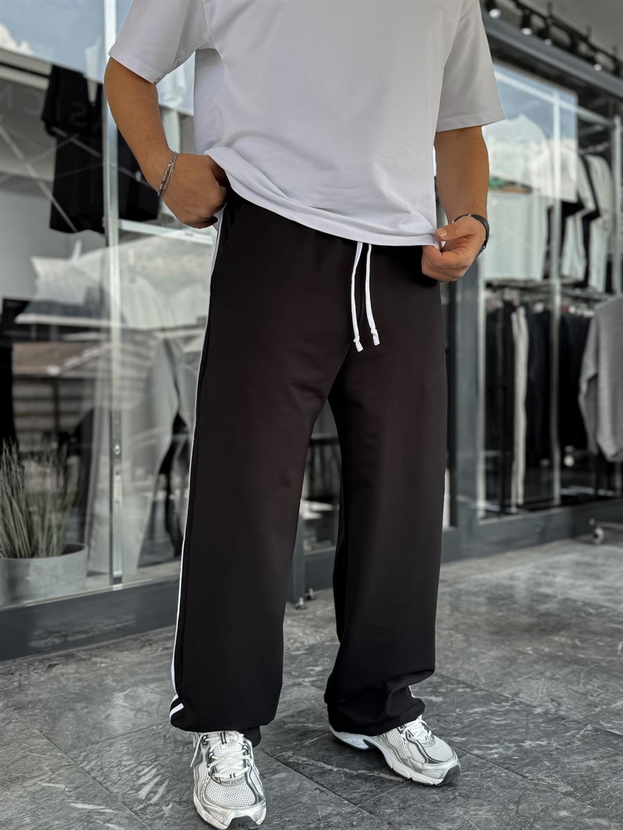 Black Double Striped Baggy Sweatpants JJ-178