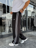 Black Double Striped Baggy Sweatpants JJ-178