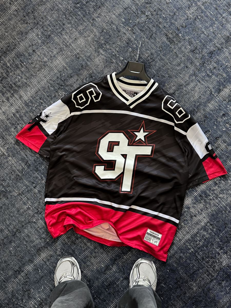Black Saint Tears Print Oversize Jersey JJ-195