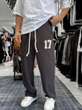 Coffee 17 Embroidered Washed Straight Leg Sweatpants ES-80-50