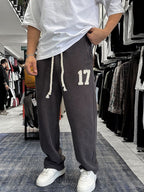 Coffee 17 Embroidered Washed Straight Leg Sweatpants ES-80-50