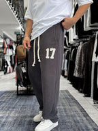 Coffee 17 Embroidered Washed Straight Leg Sweatpants ES-80-50