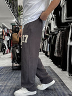 Coffee 17 Embroidered Washed Straight Leg Sweatpants ES-80-50