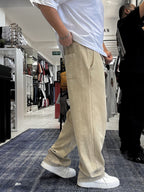 Light Khaki 17 Embroidered Washed Straight Leg Sweatpants ES-80-50