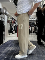 Light Khaki 17 Embroidered Washed Straight Leg Sweatpants ES-80-50