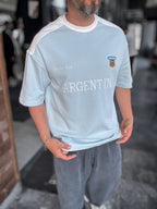 Light Blue Argentina Embroidered Oversize T-Shirt ES-71-120