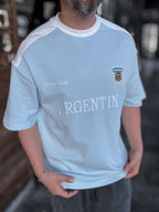 Light Blue Argentina Embroidered Oversize T-Shirt ES-71-120