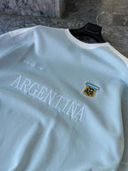 Light Blue Argentina Embroidered Oversize T-Shirt ES-71-120