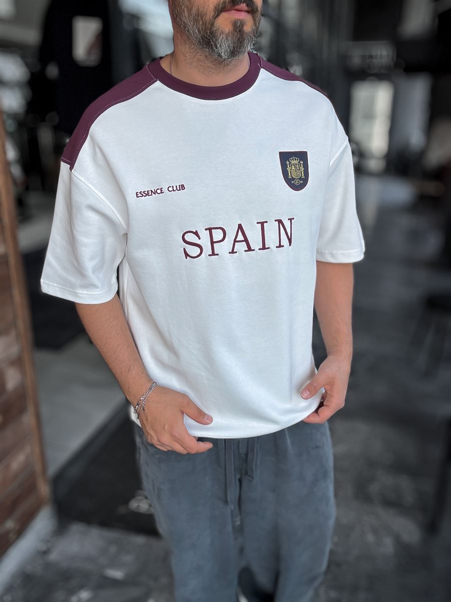 White Spain Embroidered Oversize T-shirt ES-71-120