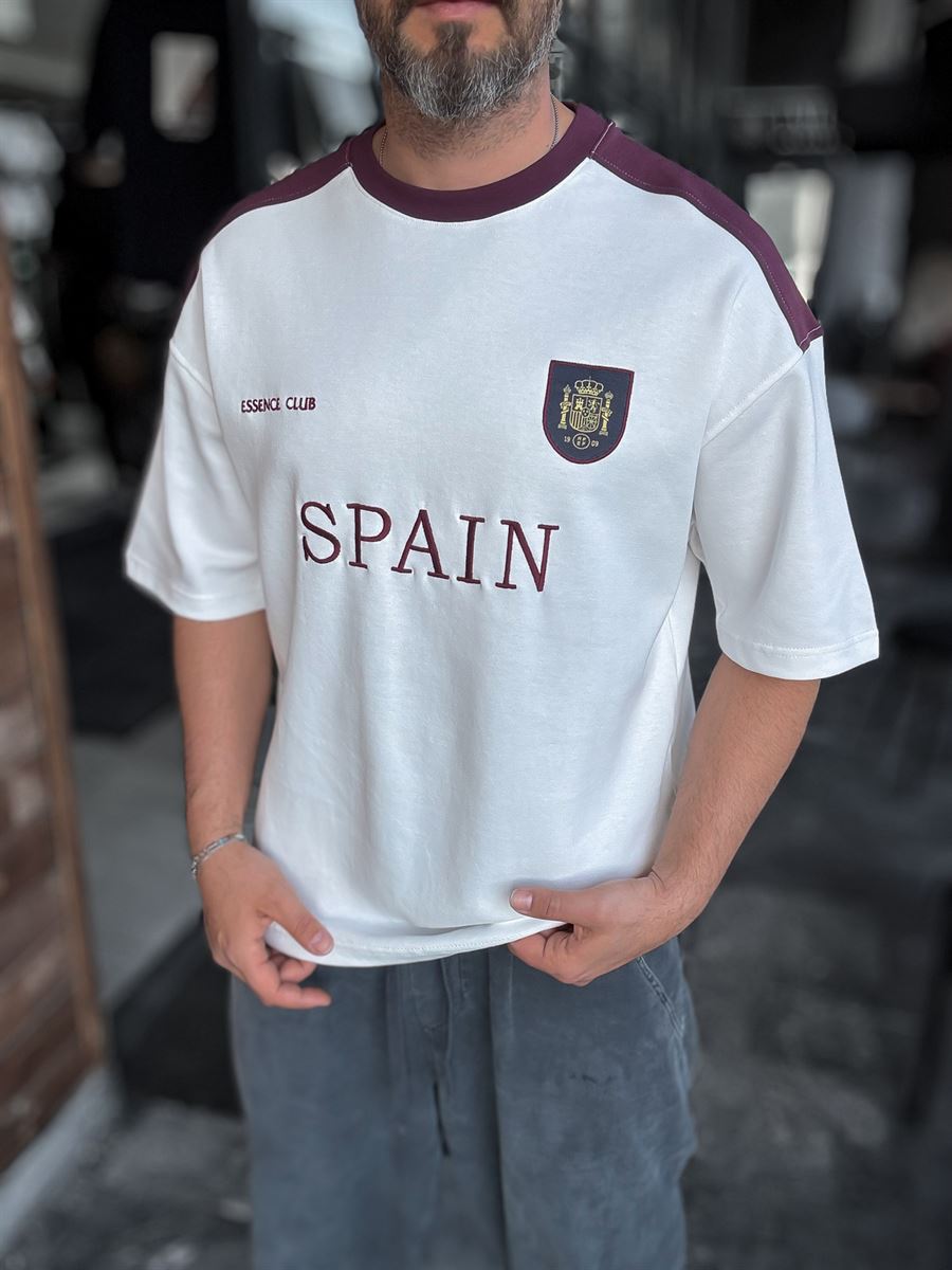 White Spain Embroidered Oversize T-shirt ES-71-120