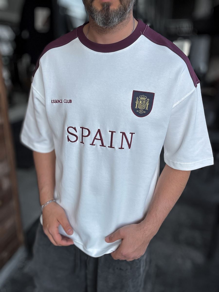 White Spain Embroidered Oversize T-shirt ES-71-120