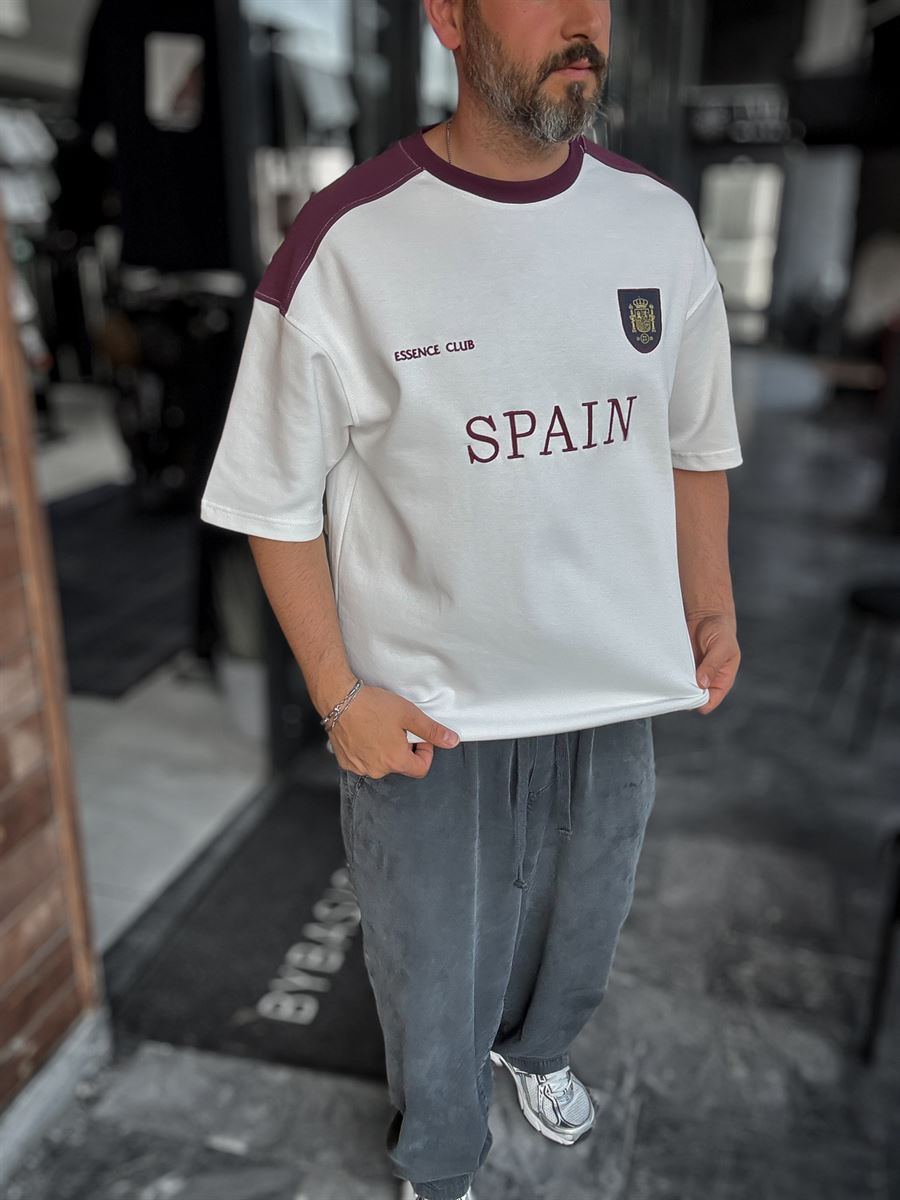 White Spain Embroidered Oversize T-shirt ES-71-120