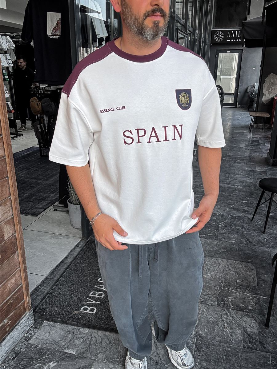 White Spain Embroidered Oversize T-shirt ES-71-120