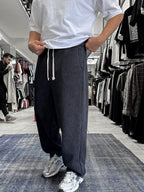 Black Basic Washed Straight Leg Sweatpants ES-80-30