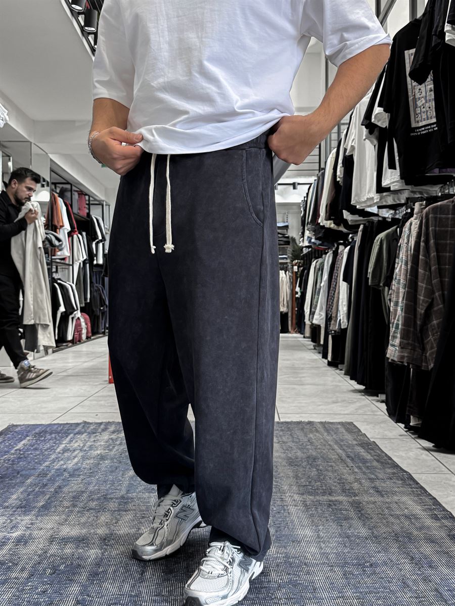 Black Basic Washed Straight Leg Sweatpants ES-80-30