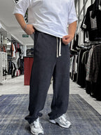 Black Basic Washed Straight Leg Sweatpants ES-80-30