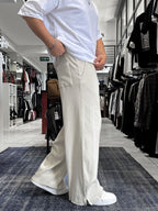 Beige Ribbed Sweatpants with Cropped Hem ES-80-12