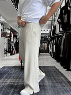 Beige Ribbed Sweatpants with Cropped Hem ES-80-12