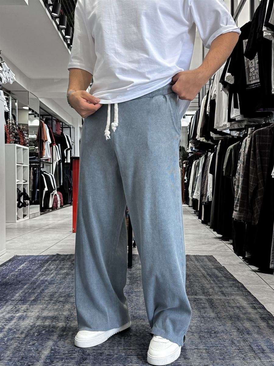 Grey Ribbed Sweatpants with Cropped Hem ES-80-12