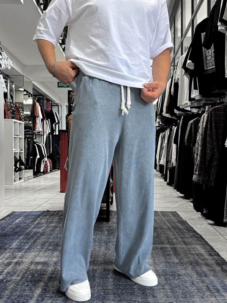 Grey Ribbed Sweatpants with Cropped Hem ES-80-12