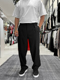 Black Pleated Straight Leg Trousers ES-80-46
