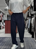 Navy Blue Pleated Straight Leg Trousers ES-80-46