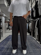 Coffee Side Layered Loose Fit Fabric Trousers ES-80-53