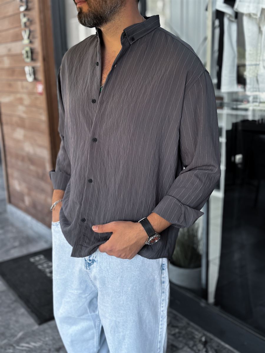 Anthracite Striped Tencel Shirt ES-40-53