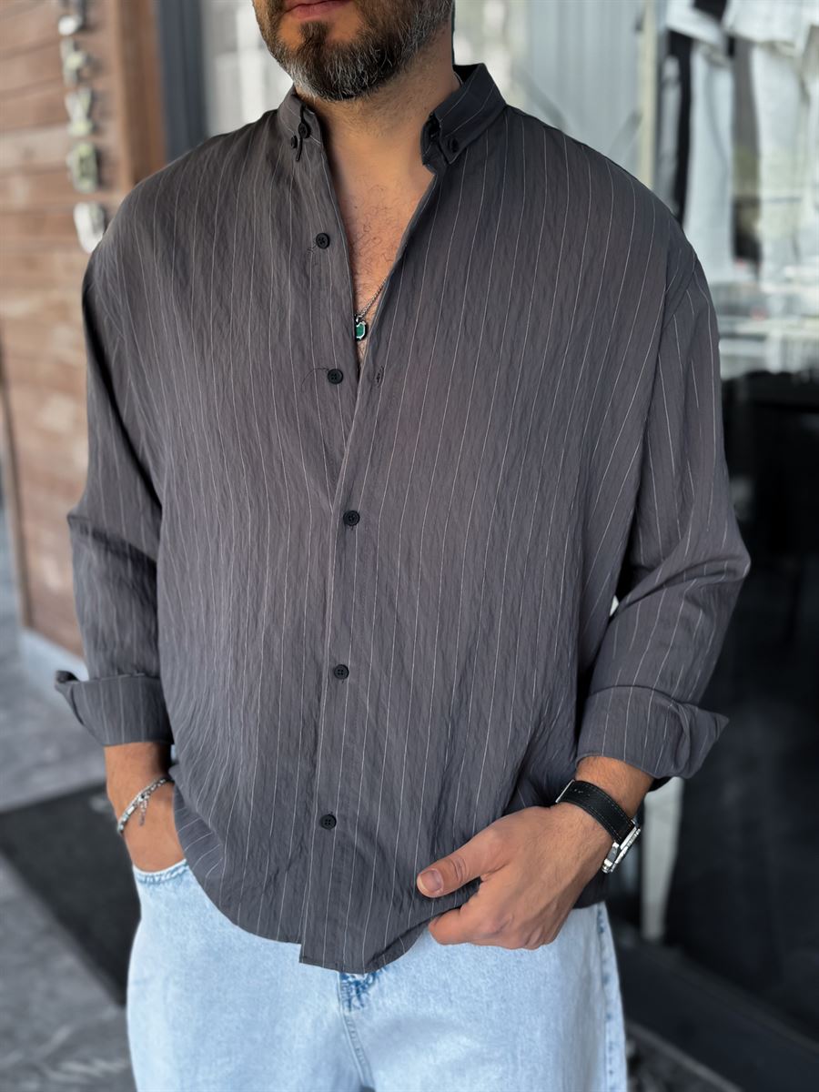 Anthracite Striped Tencel Shirt ES-40-53