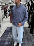 Dark Blue Striped Tencel Shirt ES-40-53