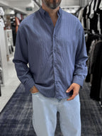 Dark Blue Striped Tencel Shirt ES-40-53