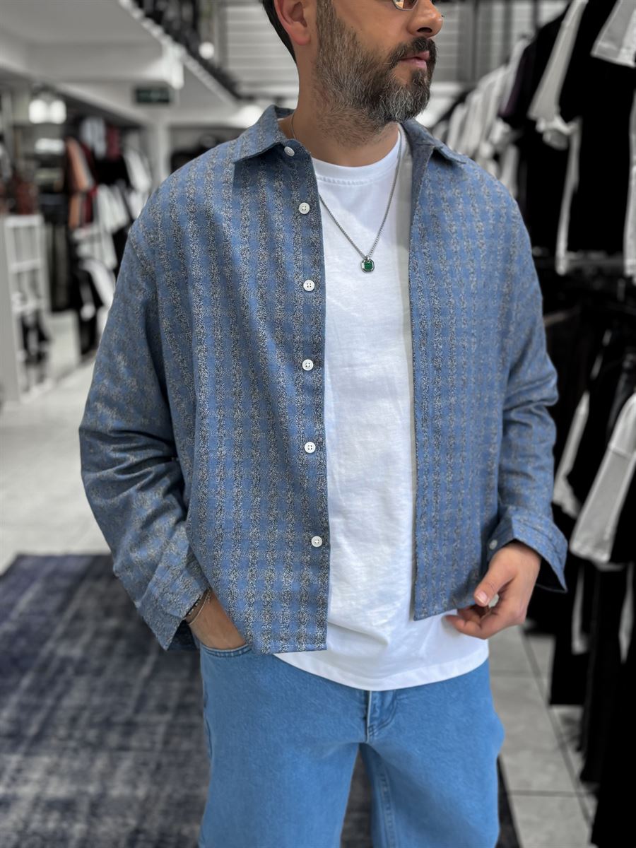 Blue Back Print Shirt ES-40-42