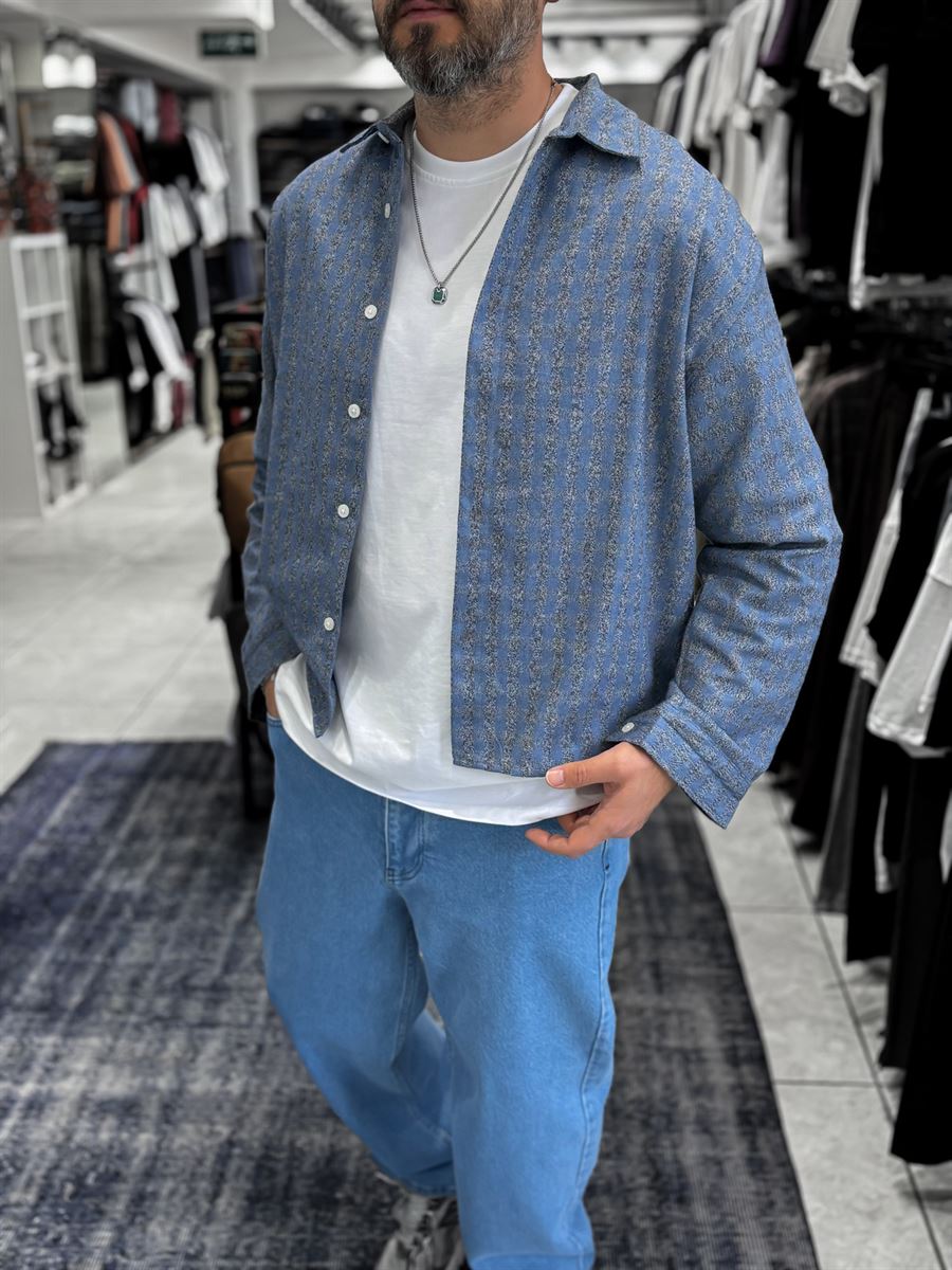 Blue Back Print Shirt ES-40-42