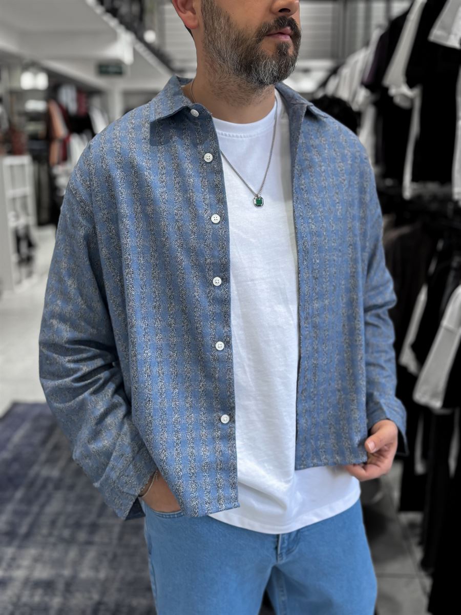 Blue Back Print Shirt ES-40-42