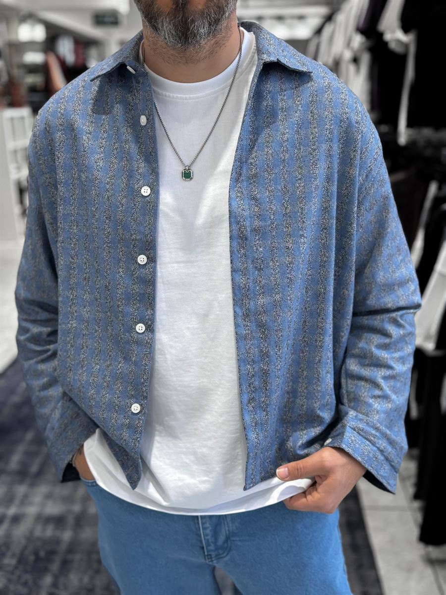 Blue Back Print Shirt ES-40-42