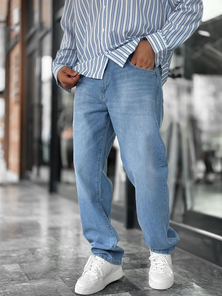 Light Blue Effect Washed Baggy Jeans GJ-17151/17186-7