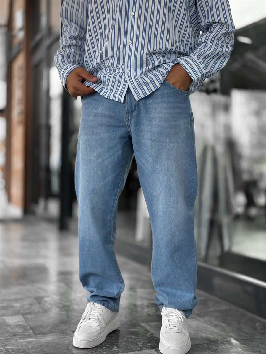 Light Blue Effect Washed Baggy Jeans GJ-17151/17186-7